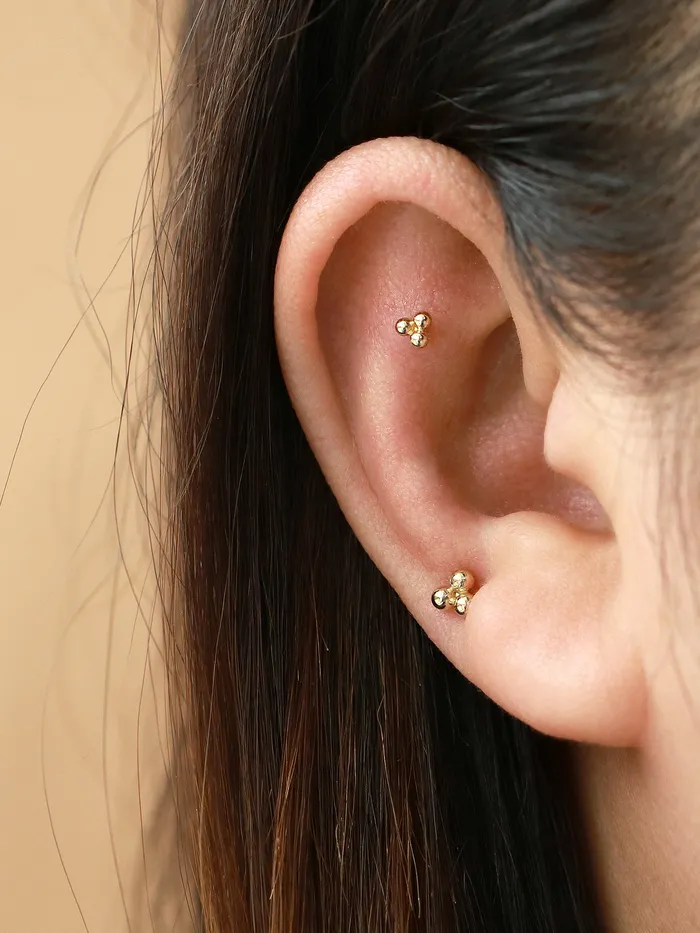 PreStyled Sets MinimalBijoux 14K Gold Triangle Ball Labret Piercing SM 18G16G