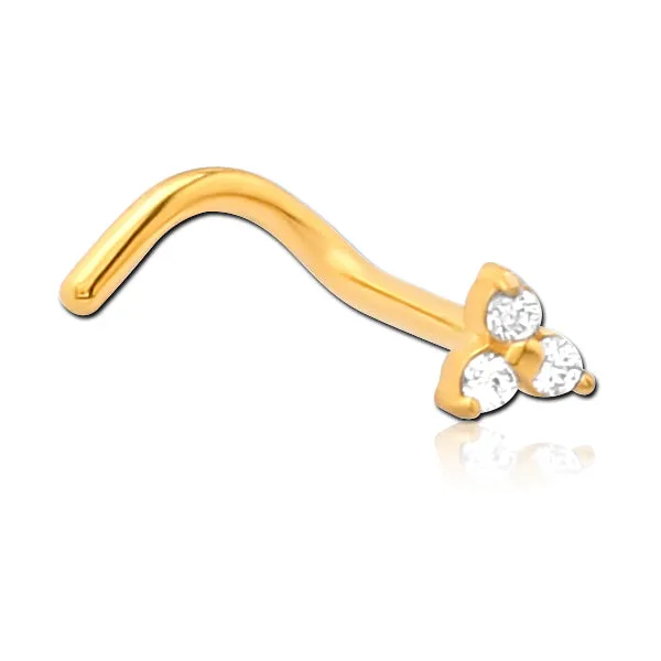 PreStyled Sets Trinity CZ Prong Gold Nostril Screw Tulsa Body Jewelry