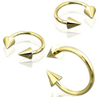 PreStyled Sets Tulsa Body Jewelry 16g Spiked Gold Circular Barbell