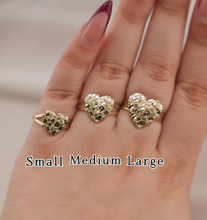 Rings 14K Gold Small Heart Nugget Ring AB and J Rings 14K Gold Small Heart Nugget Ring AB and J
