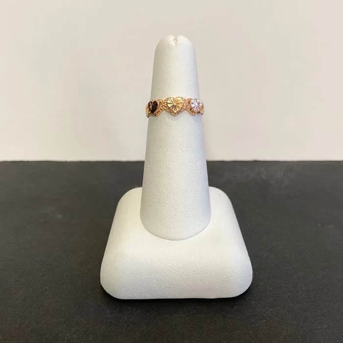 Rings 14K Rose Gold Triple Heart Ring Moriartys Gem Art