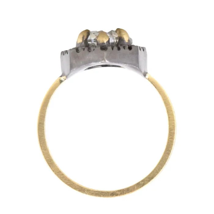 Rings Anueva Jewelry 172ct Antique Old Mine Cut Diamond and Blackened Halo Antique Style ring in 18k Yellow Gold