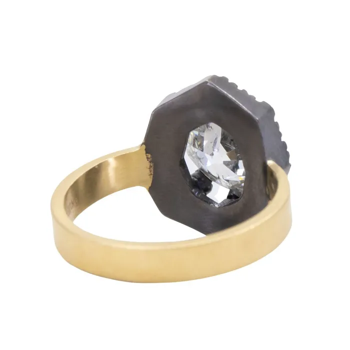 Rings Anueva Jewelry 172ct Antique Old Mine Cut Diamond and Blackened Halo Antique Style ring in 18k Yellow Gold