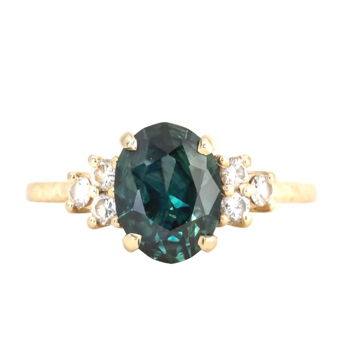 Rings Anueva Jewelry 263ct Oval Untreated Nigerian Sapphire and Diamond Cluster Ring in 14k Yellow Gold Rings Anueva Jewelry 263ct Oval Untreated Nigerian Sapphire and Diamond Cluster Ring in 14k Yellow Gold