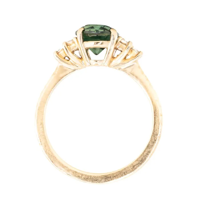 Rings Anueva Jewelry 263ct Oval Untreated Nigerian Sapphire and Diamond Cluster Ring in 14k Yellow Gold
