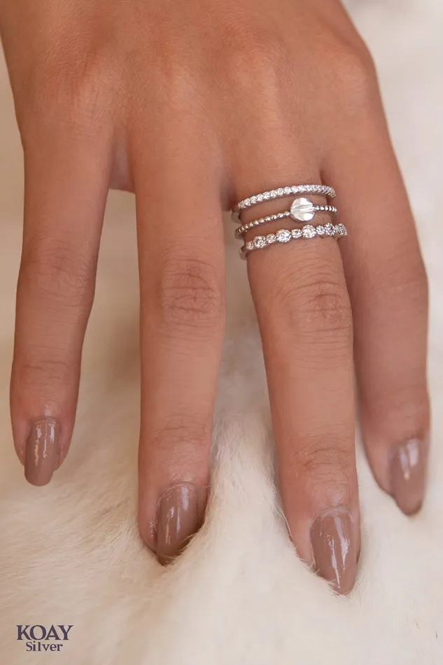Rings KOAY Silver Store Stacked Zircon Ring