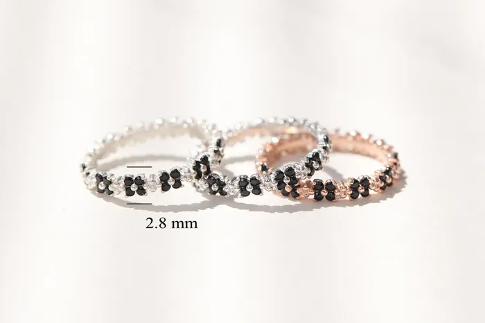 Rings MinimalBijoux 925 Silver Both Side Flower Cubic Ring