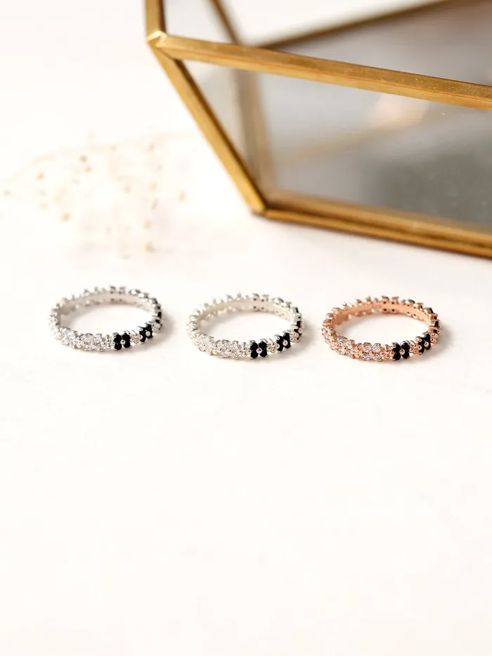 Rings MinimalBijoux 925 Silver Both Side Flower Cubic Ring