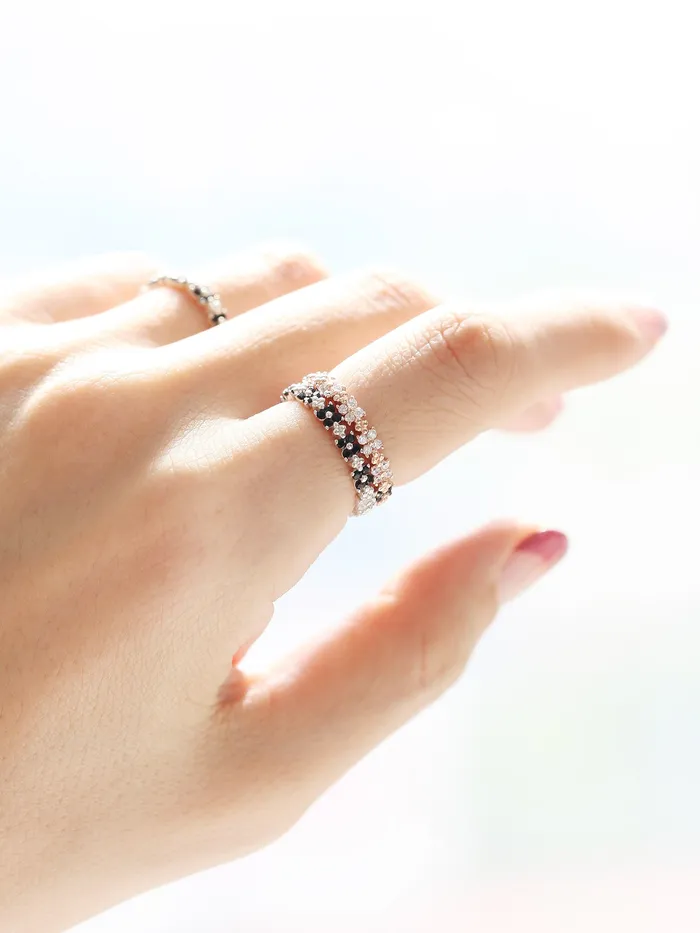 Rings MinimalBijoux 925 Silver Both Side Flower Cubic Ring