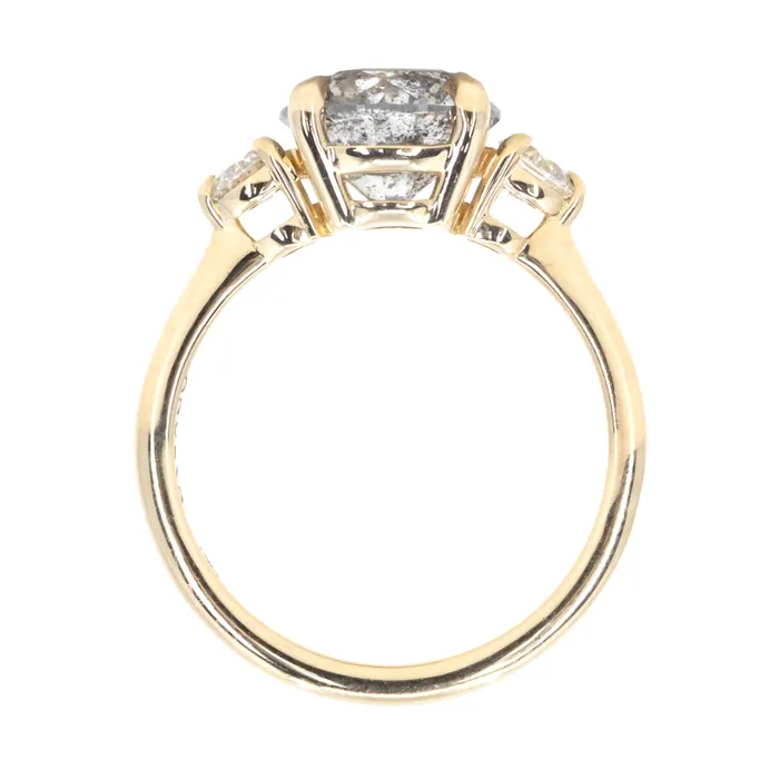 Rings Misfit Diamonds 253ct Round Grey Salt and Pepper and White Diamond Three Stone Ring in 14k Yellow Gold