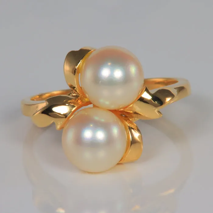 Rings Moriartys Gem Art 18K Yellow Gold Akoya Pearl Ring