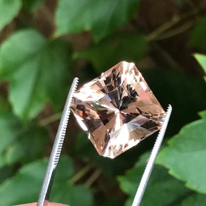 Rings Moriartys Gem Art Peach Square Barion Cut Morganite Gemstone 33 Carats