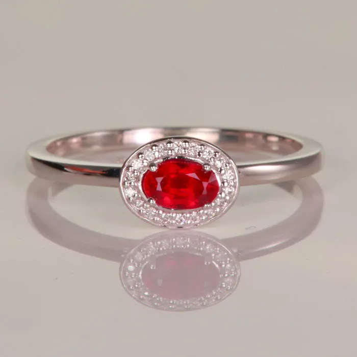 Rings Moriartys Gem Art Ruby and Diamond Ring in 14k White Gold 37ct