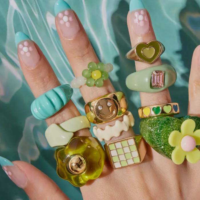 Rings shopsnackbreak Jelly Flower Ring in Green Apple