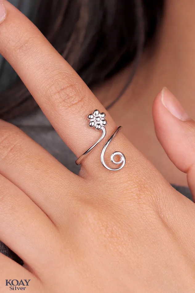 Rings Spiral Flower Ring KOAY Silver Store Rings Spiral Flower Ring KOAY Silver Store