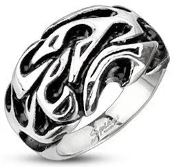 Rings Stainless Tribal Flame Wave Ring Tulsa Body Jewelry