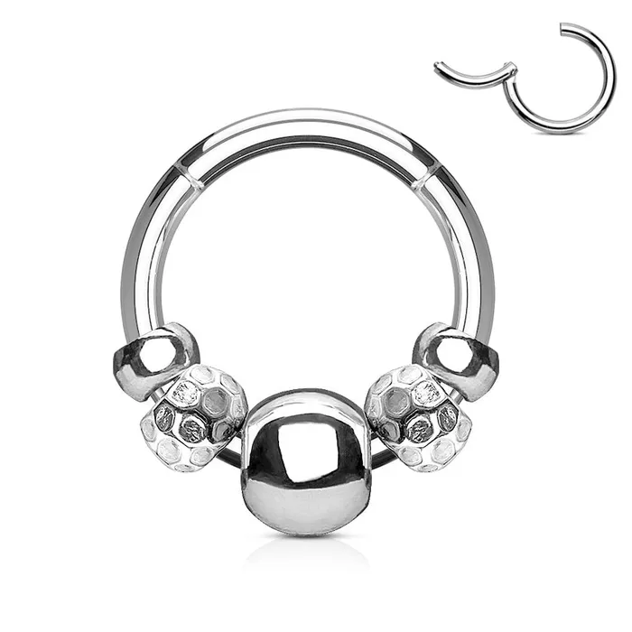 Rings Tulsa Body Jewelry Stainless Beaded Hinged Segment Ring