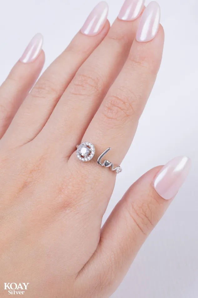 Rings Zircon Circle Love Ring KOAY Silver Store Rings Zircon Circle Love Ring KOAY Silver Store