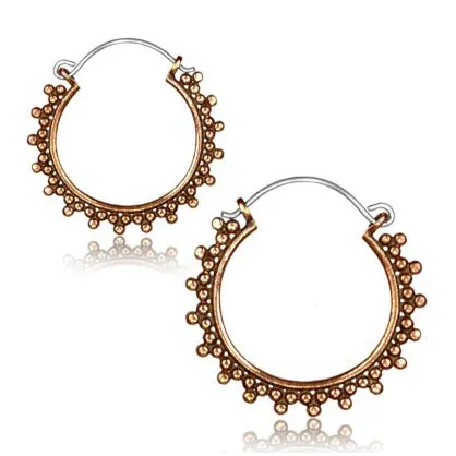 Rose Brass Mini Bali Dot Hoop Earrings Chaotic Trading Earrings