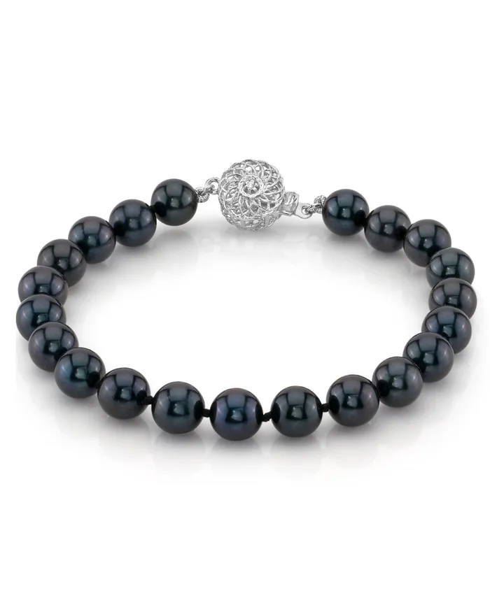 SPT Bracelets Black Japanese Akoya Pearl Bracelet 7075mm
