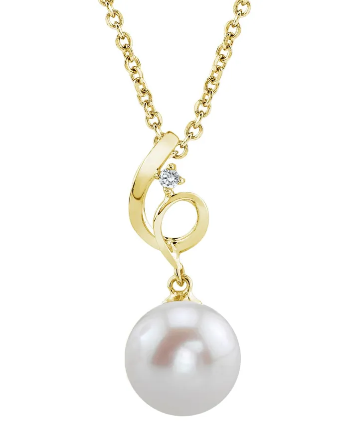SPT Necklaces 14K Gold Freshwater Pearl Diamond Symphony Pendant