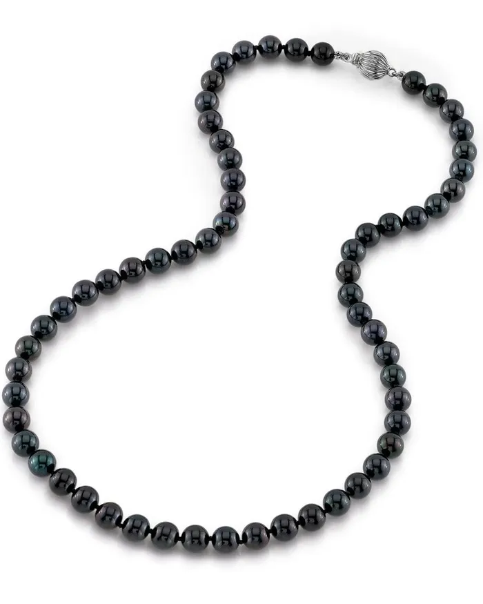 SPT Necklaces Black Japanese Akoya Black Pearl Necklace 6570mm AA Quality