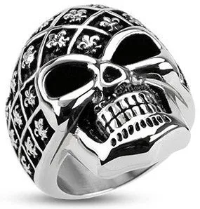 Stainless Fleurdelis Skull Ring Tulsa Body Jewelry Rings
