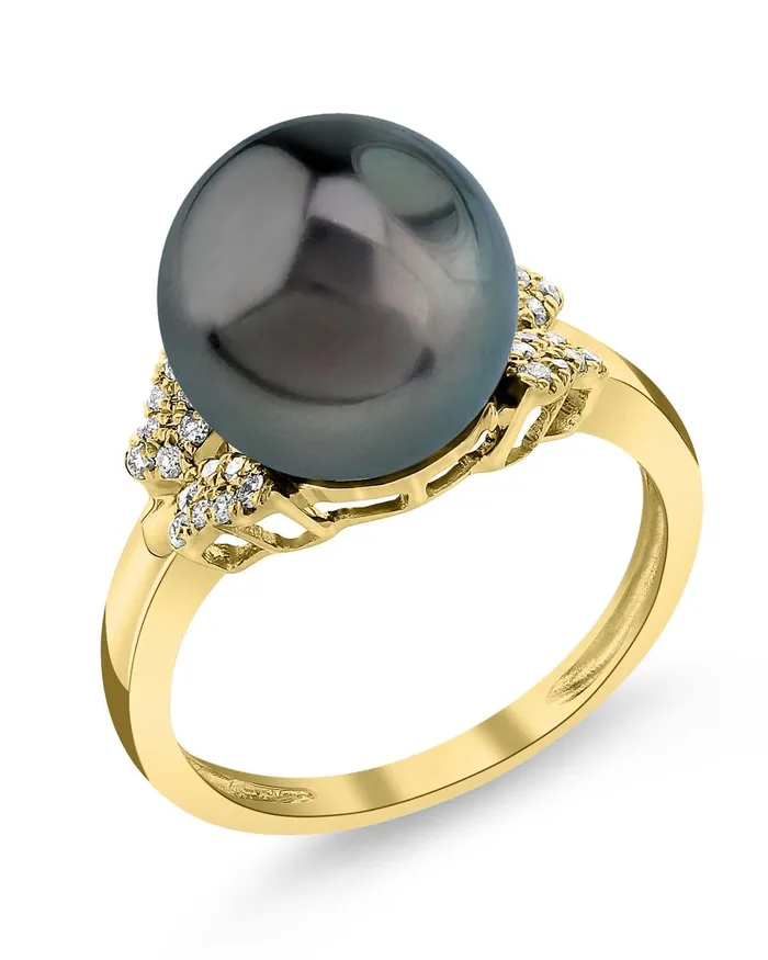 Tahitian South Sea Pearl Diamond Nora Ring SPT Rings