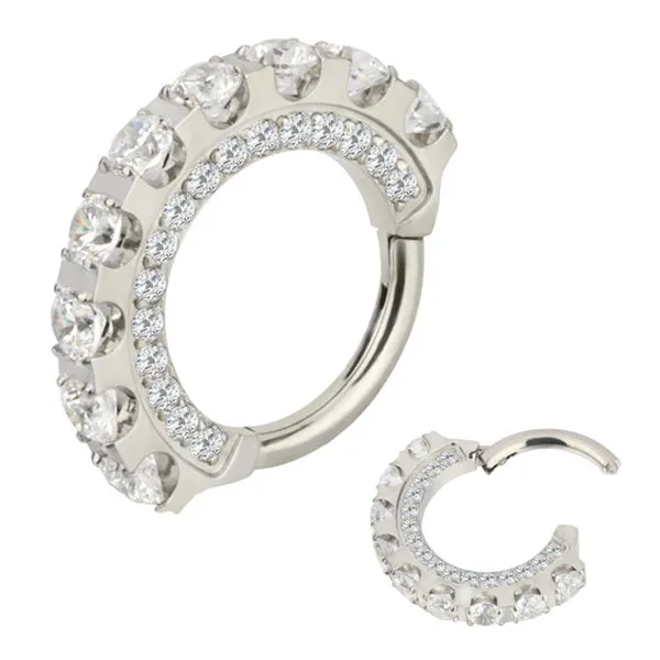 Tulsa Body Jewelry Deluxe CZ Titanium Hinged Ring Rings Tulsa Body Jewelry Deluxe CZ Titanium Hinged Ring Rings