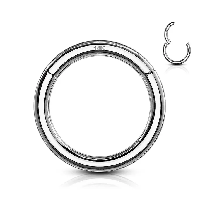 Tulsa Body Jewelry Rings 16g White 14k Gold Hinged Segment Ring