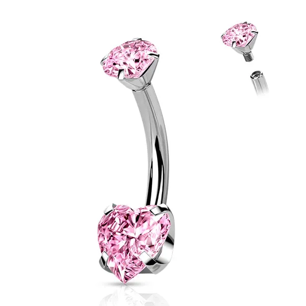 Tulsa Body Jewelry Rings Heart CZ Titanium Belly Ring