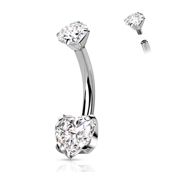 Tulsa Body Jewelry Rings Heart CZ Titanium Belly Ring Tulsa Body Jewelry Rings Heart CZ Titanium Belly Ring
