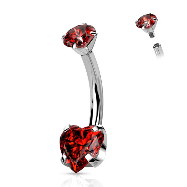 Tulsa Body Jewelry Rings Heart CZ Titanium Belly Ring Tulsa Body Jewelry Rings Heart CZ Titanium Belly Ring