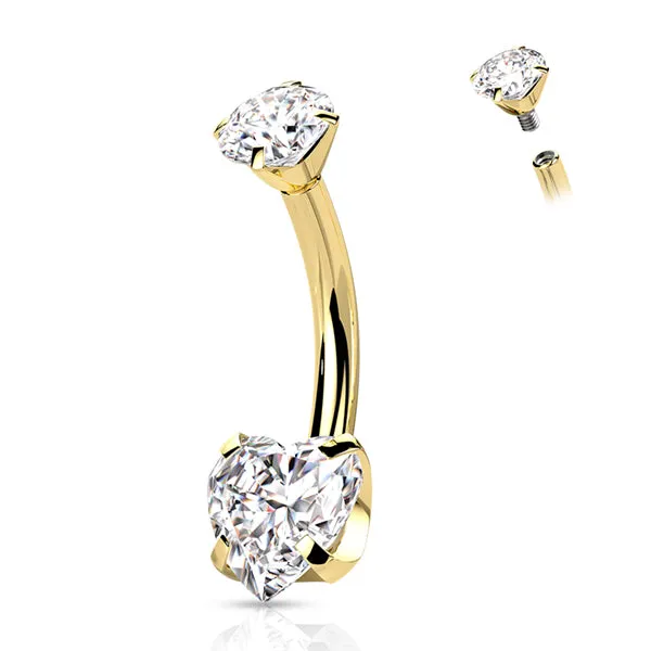 Tulsa Body Jewelry Rings Heart CZ Titanium Belly Ring Tulsa Body Jewelry Rings Heart CZ Titanium Belly Ring