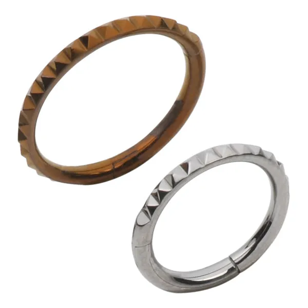 Tulsa Body Jewelry Rings Side Pyramid Titanium Hinged Ring