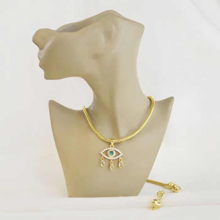 Upakarna Necklaces Dangling Charm Emerald Evil Eye Necklace