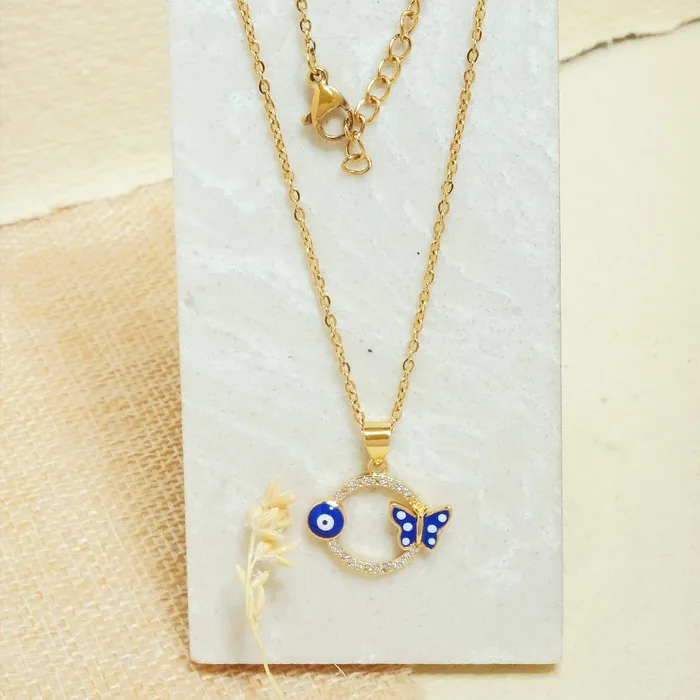 Upakarna Necklaces Evil Eye Butterfly Necklace