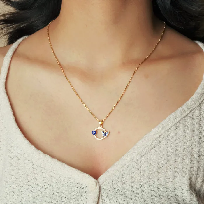 Upakarna Necklaces Evil Eye Butterfly Necklace
