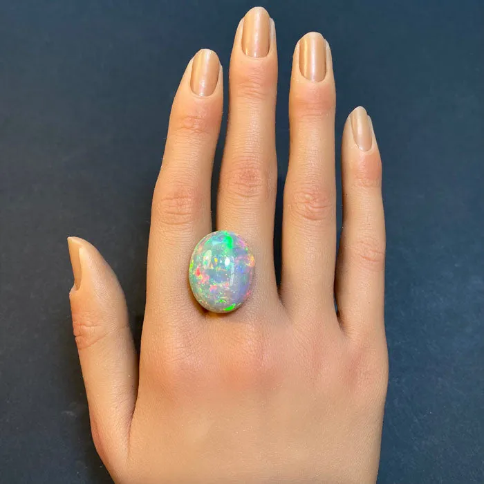 vendorunknown Rings HIDDEN GEM Oval Cabochon Cut Opal 2541 Carats