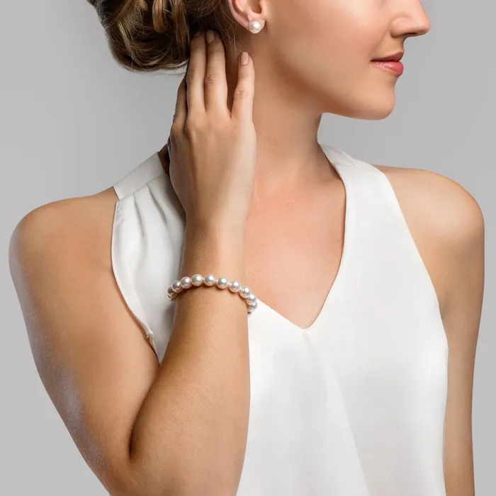 White Japanese Hanadama Akoya Pearl Bracelet 95100mm SPT Bracelets
